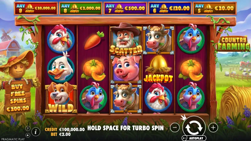 Country Farming online pokie by Pragmatic Play — in-game view